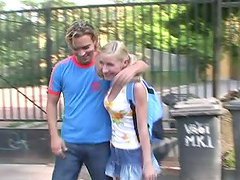 Cute teenie gets picked up in the street by a strange guy
