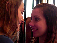 Natural tits lesbian Ally licking her babe pussy lovely