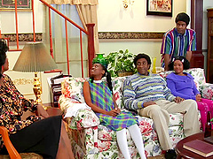 Wild-haired ebony babe Misty Stone enjoys the taste of her fella's rod