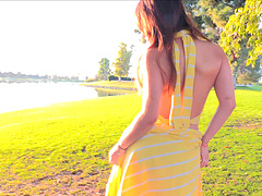 Brunette Stacey displaying her asshole outdoor lovely