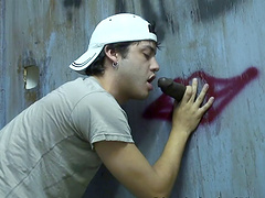 Stunning gay in cap refining monster cock with blowjob