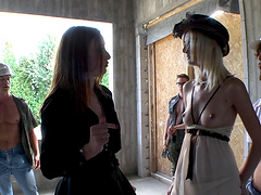 Two skinny hotties Eva Berger and Jenny Smart pleasure big boners