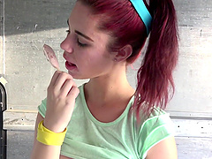 Interracial hardcore sex with redhead Brooklyn Rose and her coal guy