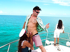 Hot babe Skyler Nicole wants to fuck a horny man on a boat