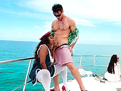 Hot babe Skyler Nicole wants to fuck a horny man on a boat