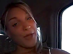 Chick sucks a dick in a car before being fucked well