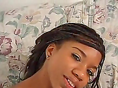 Ebony angle spreads her legs for a white fellow's dong