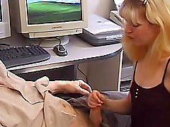 Dick craving blonde secretary spreads her legs for a fuck