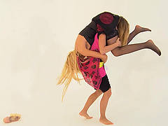 Cherry Kiss loves rolling on a floor with a hot babe