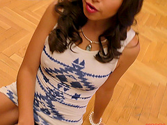 Frida Sante enjoying a delicious pink wiener in her throat