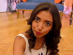 Frida Sante enjoying a delicious pink wiener in her throat