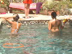 Natural boobs Lyla in panties having her pussy fingered in group porn