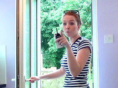 Abbi with long hair giving cock blowjob til the guy cums in her mouth