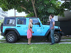 Blonde honey Aspen Romanoff cannot resist a lover's huge dong