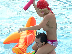 First-class poolside group sex with Yoha Galvez and Diana Dean