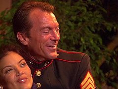 Brunette hottie Dru Berrymore having her twat bashed on the lake