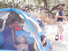 Hot threesome in a tent with nasty babes Karlee Grey and JoJo Kiss