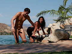 Beach sex session with alluring brunette vixen Nia Nacci