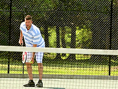 Petite chick Kathy Rose wants to fuck a hot fellow on a tennis court