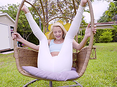 Long hair Riley face fucked outdoor superbly