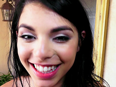 Pretty brunette chick Gina cannot resist a fellow's big cock