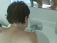 Amateur couple enjoying a blowjob in the bathroom and on the bed