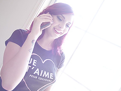 Busty redhead Amber Ivy loves her new boyfriend and his black cock