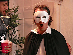 Victoria is a chick with huge boobs seduced by a man with with a mask