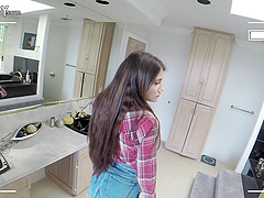 Nice ass Adria in miniskirt banging on monster cock hardcore