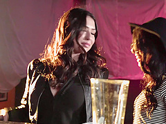 Melissa Moore and Gina Valentina fuck each other with a strap-on