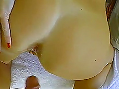 Sweet brunette chick enjoys bouncing on a huge love tool