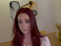 Redhead Alice shaved wet tight pussy missionary ravished