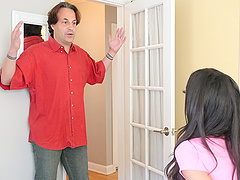 Pretty brunette Sophia Leone attacked by a cunt craving hunk