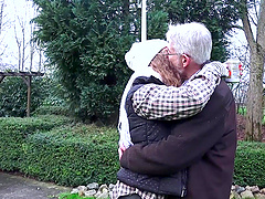 Bunny Baby spreads her legs for an elderly man's penis