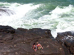 Beach sex session for lovely babes Tarra White and Aneta Keys