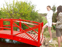 Samia Duarte and Samantha Bentley join a girl for a kinky three way