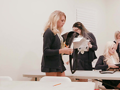 Elsa Jean and Kenzie Reeves join a hot blonde for a cock ride