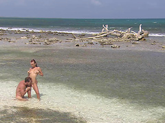 Stunning sexual affair on a beach with brunette Claudia Adams