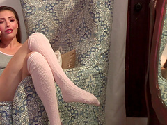 Skylar banging on her guy monster cock while moaning