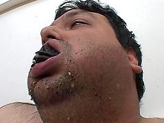 Cute brunette gets naked for a cock ride with a fat fellow