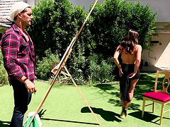 Ella Knox has a blast riding a fat cock during a summer day