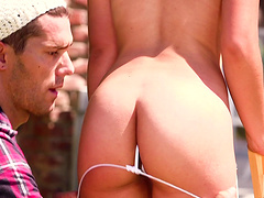 Ella Knox has a blast riding a fat cock during a summer day