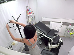 Nasty brunette Debora Mendez' cunt plowed by a skillful doctor