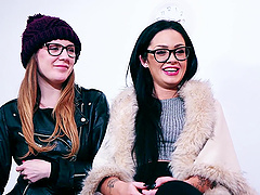 Flat-chested brunette Hannah Shaw gets grabbed and fucked hard