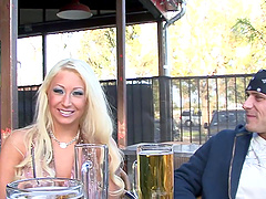 Jizzing Candy Manson's large breasts after ruthless pussy smashing