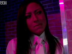 Irresistible DJ girl having steamy sex with a lesbian stunner