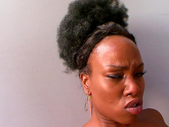 Bending over ebony hottie Toni Sweets to drill her slippery cunt