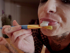 Dirty action with a babe with no hair that is called Leigh Raven