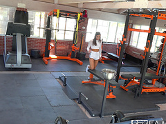 Brunette Emily Willis masturbates and gets caught by her step bro