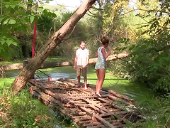 Sexy Naomi Bennet likes to suck a long stiff dick outdoors